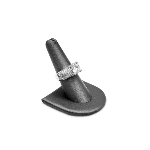 MOOCA 6 Pcs Set Finger Ring Stand Jewelry Display Holder Showcase Ring Display Drawer Leatherette Storage Jewelry Stands for Shows, Metal Steel Gray Faux Leather, 2" W x 2" H - color: Steel Gray