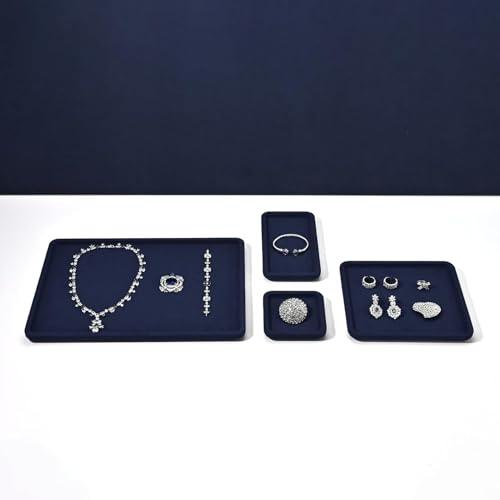 Microfiber Jewelry Trays Stackable Ring Earring Bracelet Necklace Bangle Watch Display Tray Drawer Organizer 13.77 * 9.44 * 0.59inch (Blue - color: Blue, size: 35*24cm Tray