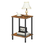 HOOBRO End Table, Small Side Table, Nightstand with 2-Layer Storage Shelves, Sofa Table for Small Spaces, Living Room, Bedroom, Stable Frame, Easy Assembly, Rustic Brown BF09BZ01 - color: Rustic Brown + Black