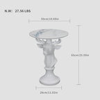 Modern Accent TableLiving Room White Deer Statue Contemporary‌ Faux Marble Night Stand Side Table with White Deer Base Reception Area & Bedroom（Width 19.69" ——Tall 25.59"） - color: White Deer Statue Table