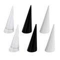 AUEAR, 6 Pack Cone Shape Acrylic for Jewelry Showcase Display Stand (Clear & Black White) - color: Clear & Black & White, size: 6 Pack