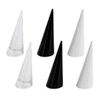 AUEAR, 6 Pack Cone Shape Acrylic for Jewelry Showcase Display Stand (Clear & Black White) - color: Clear & Black & White, size: 6 Pack