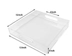 Clear Sturdy Acrylic Serving Tray with Handles - 12x12Inch - Coffee, Appetizer, Breakfast, Butler Tray - Kitchen Countertop & Makeup Drawer Organizer - color: Clear, size: 12" x 12" x 2"