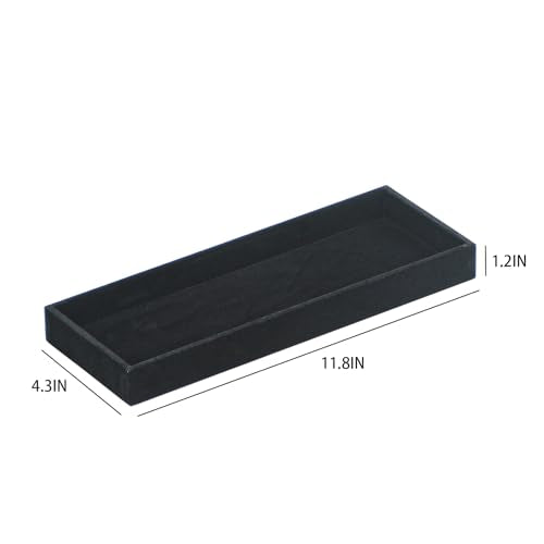Divided Drawer Organizer Tray, Velvet Jewelry Storage Tray, Necklace Bracelet Ring Earring Display Tray,Bedside Nightstand Desk Holder Tray for Phone Watch Sunglasses Cosmetics Storage/Black/1grid - color: Black, size: Grid1