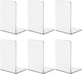 Book Ends for Shelves 6 Pcs Acrylic Bookends Clear Unique Rippled Pattern Book Holder Stand for Heavy Books Home Office School Organizer and Desktop Decorative