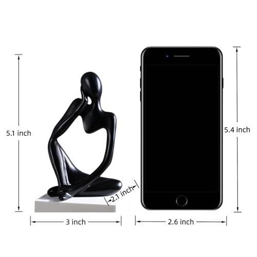 Minimalist Thinker Statue - Abstract Sculpture for Home & Office Decor | Boho Shelf & Coffee Table Accent (Lateral Muse-Black) - color: Lateral Muse-black