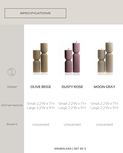 LAWA Hourglass Pillar Candle - Large Beautiful Handmade Pillar Scented Soy Wax Elegant Bubble Aesthetic Candle Housewarming Gift Home Room Shelf Decor Idea - White (Set of 2) - color: White
