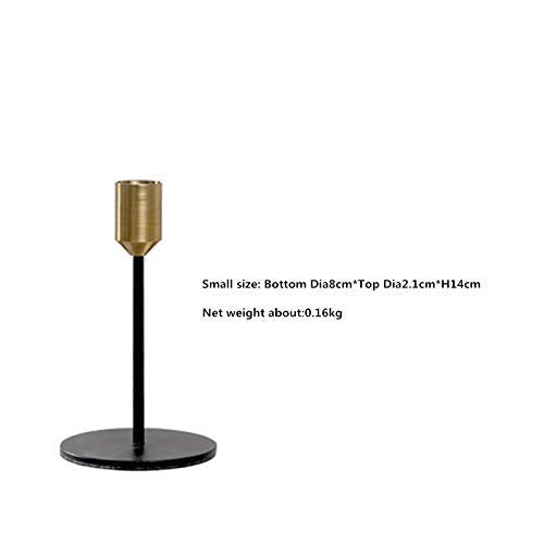 Set of 2 Brass Gold Candlestick Holders - Classic Taper Candle Holders for Wedding, Holiday Dinner Table, Vintage & Modern Home Decor (Gold & Black)