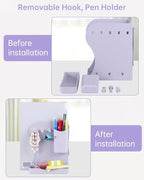 Honagu Adjustable Bookends, Metal Book Ends for Shelves Heavy Book, Bookend for Home, Office, Books, Papers, Book Stopper with Removable Hook, Pen Holder, Gifts for Students, Teachers（Light Purple） - color: Light Purple