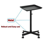 Salon Tray on Wheels, Metal Feet Salon Tray Cart, Salon Rolling Tray with Adjustable Height, Dentist Tray, Tattoo Tray for Salon and SPA Use - color: Dark Black