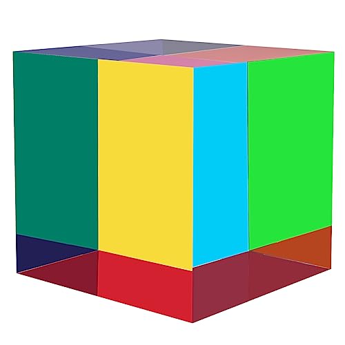 CMY Color Cube, 2.75 inch (70mm) Acrylic Multi-Color Cube Prism for Physics Education Learning and Office Desktop Decor, Scientific Toys and Gifts for Kids - size: 70mm