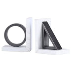 Shelf Decoration Modern Light Luxury Book End/Book Organizer Black and White Geometric Natural Marble Bookends Study Shelves Decorative Ornaments Holder