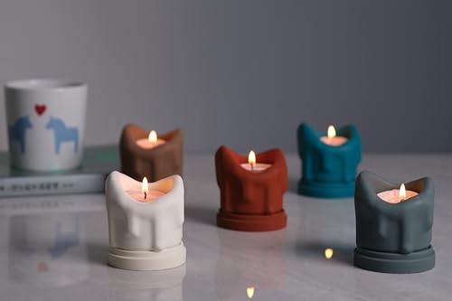 Handcrafted Tealight Candle Holder Designed as a Melting Candle; Handmade Tea Light Candle Holder; Bathroom, Living Room Mantel, Entryway, Buffet and Dining Table Decoration White - color: White
