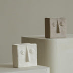 WENSHUO Abstract Square Face Pen Holder, Modern and Minimalistic Desk Accessories (Crème) - color: Crème