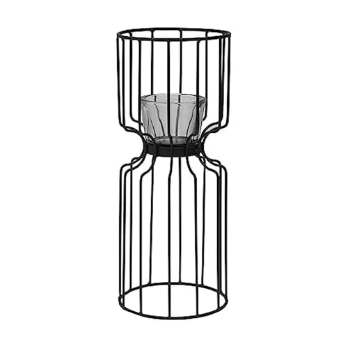 Elements Wire Votive Candle Holder, for Use with Flameless or Wax Candle, Black, 5.12x5.12x12.6 Inch