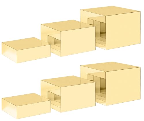 Red Co. Set of 3 Glossy Gold Acrylic Cube Display Nesting Risers with Hollow Bottoms - 2 Pack - color: Gold, size: 6",7",8" - 2 pack
