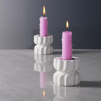 Twizzle Twist Candle Holder, Decorative Candle Holder for Table Display, Romantic Decoration, Unique Home Décor Aesthetic, Housewarming Gift, Height 2.4 inches Set of 2 - Cement