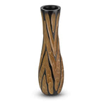 AeraVida Beautifully Hand Carved Etched Dark Brown Mango Tree Wood Vase | 14 inch | Classic Flower Vase