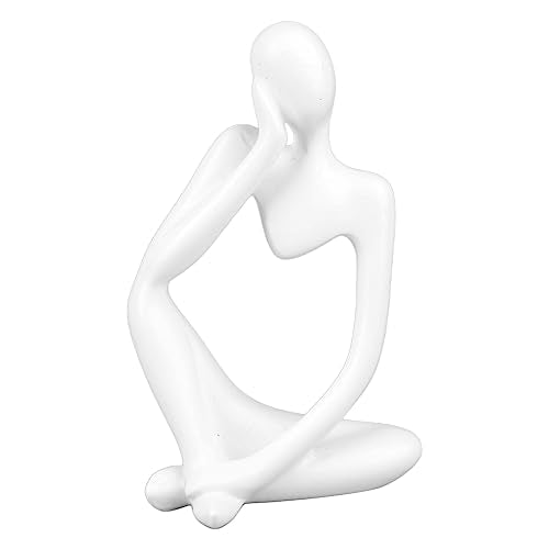 Abstract Thinker Statue | Synthetic Home Accent for Living Room/Office Desk/Bookshelf | Hollow Design Art Sculpture Collectible Present (White Right) - style: White Right