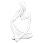Abstract Thinker Statue | Synthetic Home Accent for Living Room/Office Desk/Bookshelf | Hollow Design Art Sculpture Collectible Present (White Right) - style: White Right