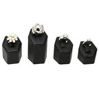 MOOCA Jewelry Ring Stand Holder Display Set, Ring Holders for Jewelry Organizer Stand Pedestals Display 4 Pcs Set, Black Faux Leather - color: Black Faux Leather