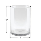 6" Wide 8" High Large Hand Blown Sturdy Clear Cylinder Glass Vase, Centerpiece Flower Vase for Rose, Tulip, Boquets, Hurricane Candle Holder (1, 6"x8") - size: 6"x8"