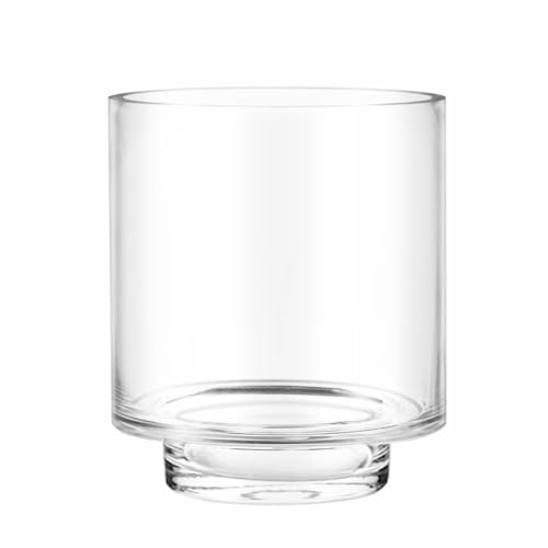 CYS EXCEL 5.5" x 4.5" Clear Glass Hurricane Candle Holder Vase – Cylinder Vase for Pillar & Floating Candles, Wedding Centerpieces & Home Décor - size: H-5.5" D-4.5"