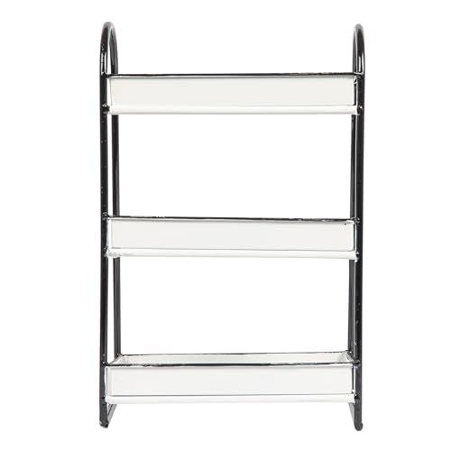 Creative Co-Op Heavily Distressed White 3-Tier Metal Tray with Black Frame & Rim - color: White