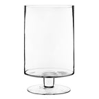 CYS EXCEL Glass Hurricane Pillar Candle Holder (H:13.5" W:8") | Multiple Size Choices Short Stem Candle Centerpieces | Stemmed Glass Cylinder Candle Vase - size: H-13.5" W-8"