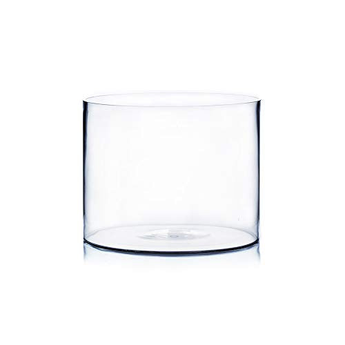 WGV Cylinder Vase, Width 10", Height 8", Clear Wide Large Diameter Flower Glassware, Floral Container, Planter Terrarium for Wedding Party Event, Home Accent Decor, 1 Piece - size: 10"x8"H