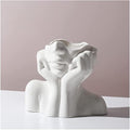 Face Vase Unique Ceramic Vase for Room,Office,Home Decor,White,A - style: White-A