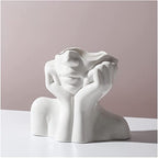 Face Vase Unique Ceramic Vase for Room,Office,Home Decor,White,A - style: White-A
