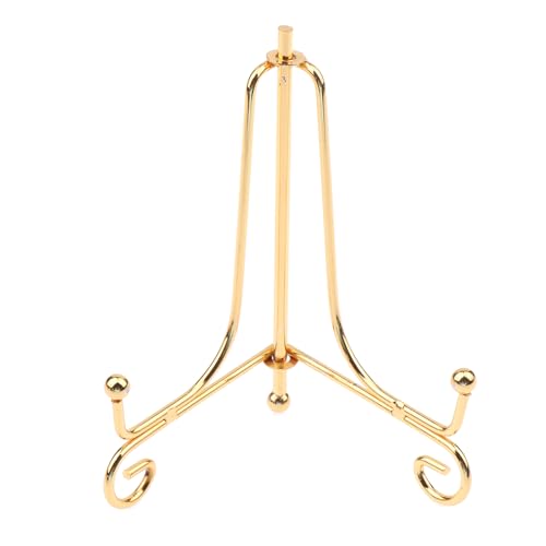 Gold Iron Display Stand Craft Bracket Book Holder Photo Pedestal Bowl Dish Frame Picture Plate Rack Easel Storage Decoration（5in） - size: Medium