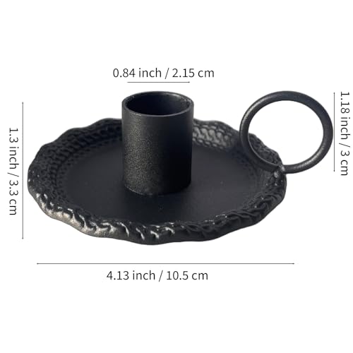 Taper Candle Holders Set of 2 Vintage Candlestick Holders Candlelight Stand with Handle for Home Wedding Table Decor (Black) - color: Black