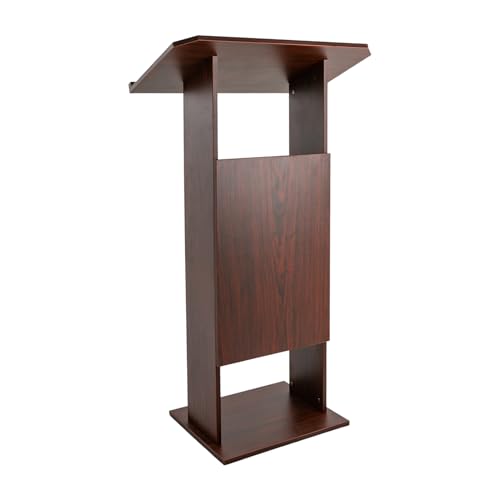 Podium Stand for Lectern, Church Lectern Stand 47.7 Inches Conference Presentation Stand with 26 x 15.7 Inch Panel & 4 Universal Wheels in Conference Rooms, Schools, Classrooms - color: Brown(26*15.7*47.7in)