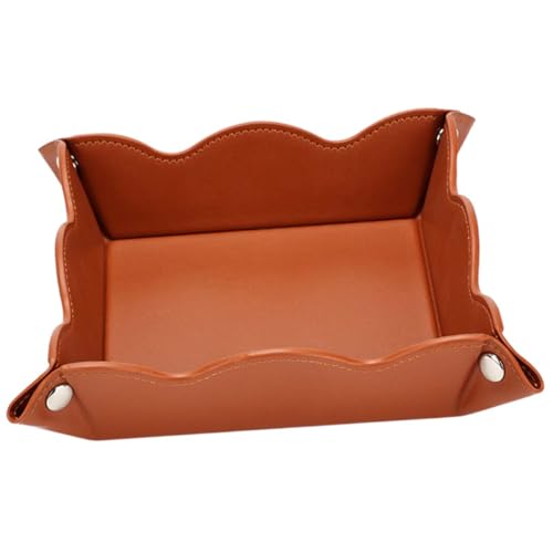 Valet Tray for Men Women - PU Leather Travel Catchall Tray Organizer - Desk Bedside Nightstand Storage Box for Jewelry Key Phone Remote Controller Wallet Watch Glasses Coin Readers -Brown - color: Brown