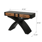 WILLIAMSPACE 47.24" Rectangular Console Table with Cross Leg & 2 Drawers, Mid Century Modern Wooden Entryway Sofa Table Hallway Table for Living Room, Foyer - Black - color: 47.24" Rectangular Console Table With Cross Leg,black