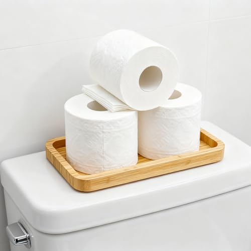 Bamboo Vanity Bathroom Tray for Counter, Bamboo Tray for Bathroom, Toilet Tank, Perfume 11.8L x 5.9W x 0.8H inch (Bamboo) - color: Natural Bamboo