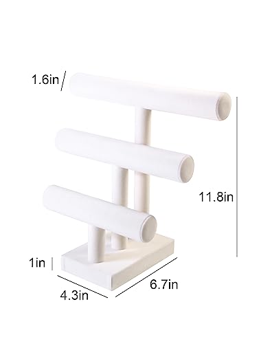 Coward 3 Tier Bracelet Holder Jewelry Display Stand, Necklace Display Holder, Watch Hair Ties Stand, Hairband Jewelry Organizer for Home or Store Selling Show (Beige Velvet) - color: Beige, size: 3 Tier