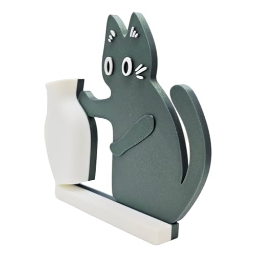 Cat Push Flower Vase for Home Decor Cute Vases for Table Room Decor Unique Lollipop Vases for Women (Small Galaxy Green White) - size: Small Galaxy Green White