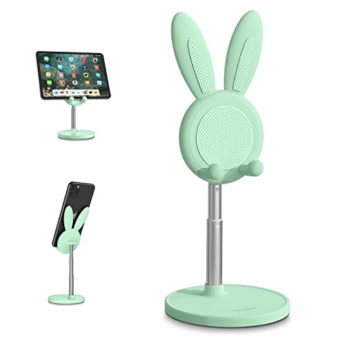Cell Phone Stand,Angle Height Adjustable Cell Phone Stand for Desk,Cute Rabbit Phone Holder Stand for Desk, Compatible with All Mobile Phones, Tablets(4-10in) (Green) - color: Green