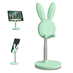 Cell Phone Stand,Angle Height Adjustable Cell Phone Stand for Desk,Cute Rabbit Phone Holder Stand for Desk, Compatible with All Mobile Phones, Tablets(4-10in) (Green) - color: Green