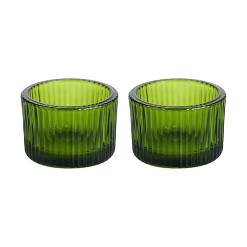 2 Pcs Glass Tealight Candle Holder Clear Tea Light Candle Cups Votive Candles Holders Containers Floating Candles Holders Dining Table Candle Holder Wedding Table Centerpieces Green - color: Green