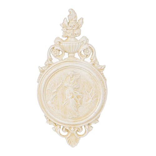 Sungmor Ornate Cast Iron Wall Art Plaque – Classical Woman Relief in French Country Style, Decorative Wall Sculpture - Vintage Hanging Décor for Home, Garden, or Patio – Antique White Finish - color: Vintage White & A