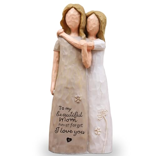 Mom Birthday Gifts from Daughter, Birthday Gifts for Mom from Daughter, Mother Daughter Gift, Mother of The Bride Gift, Sculpted Hand-Painted Figurine(Almond Rose Brown) - color: Almond Rose Brown