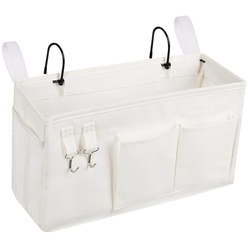 Loghot Bedside Caddy/Bedside Storage Bag Hanging Organizer for Bunk and Hospital Beds,Dorm Rooms Bed Rails,Can be Placed Glasses,Books,Mobile Phones,Keys (White) - color: 1pc White