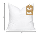 Artscope Synthetic Down Pillow Insert, 22x22 Down Alternative Throw Pillow Insert. Ultra Soft Fluffy Sleeping Pillow with 100% Cotton Cover, Decorative Pillows-White. - size: 22x22 Inch (Pack of 1)