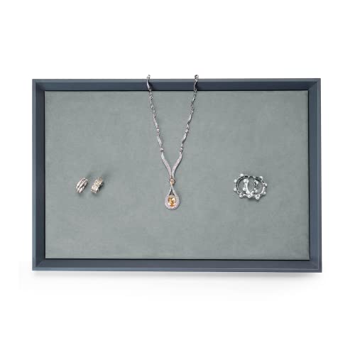 PU Leather Jewelry Flat Tray Jewelry Display Holder Showcase Jewelry Display Organizer Tray,Catchall Tray, Valet Tray, Nightstand or Dresser Organizer(Large,Blue) - color: Blue, size: Large