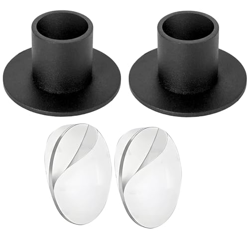 2 Pcs Black Iron Candle Holder with 2 Pcs Double Sided Tape for Dinning, Taper Candles, Wedding and Party Decoration (Black)