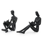 Dreamseden Cast Iron Reading Figurines, Romantic Couple Sculpture Home Decor Accent for Bedroom Bookshelf Office
